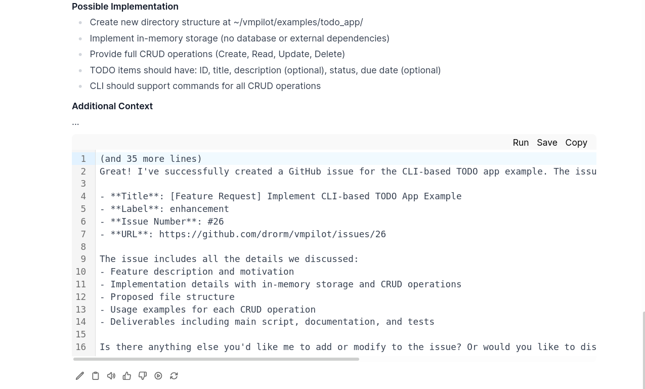 Successful issue creation